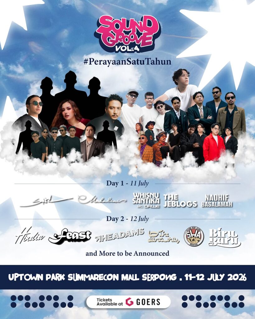 Update line up lagi🔥 Sound Groove Festival Vol 4 #perayaansatutahun 🗓️ 11,12 Juli 2026 📍 Uptwon Park Sms Tangerang @wordfangs @ffeast @whisnusantika @mahaliniraja @theadamband @salpriadi @nadhifbasamalah @thepanturas @thejeblogs @standherealone @officialbirubaru More to be announce📣 Line Up terus bertambah tapi tiket terus menipis! Amanin tiket kamu sekarang juga deh kalo kata mimin🫵🏻 🎟️goers.co/soundgroovefestivalvol4 Yuk follow @tangkab_ambyarr untuk informasi update seputar konser musik.