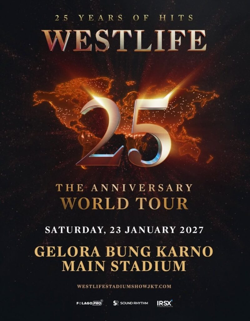 Westlife membawakan Westlife 25th anniversary Word Tour!🔥 Catet tanggalnya : 🗓️ 23 Januari 2027 📍 Stadion Utama Glora Bungkarno, Jakarta 🎫 Prapenjualan IRSX : 21 Mei | Jam 10.00 - 22 Mei | 23.59 Daftar ke FolagoPrive sebelum 19 Mei 23.59 Waktu Jakarta untuk mengakses prapenjualan ekslusif! 🎫 Prapenjuala Umum : 23 Mei | Jam 10.00 Melalui web WestlifeStadiumShowJKT.com Promotor by @folagopro dan @soundrhythm Yuk follow @tangkab_ambyarr untuk informasi update seputar konser musik.