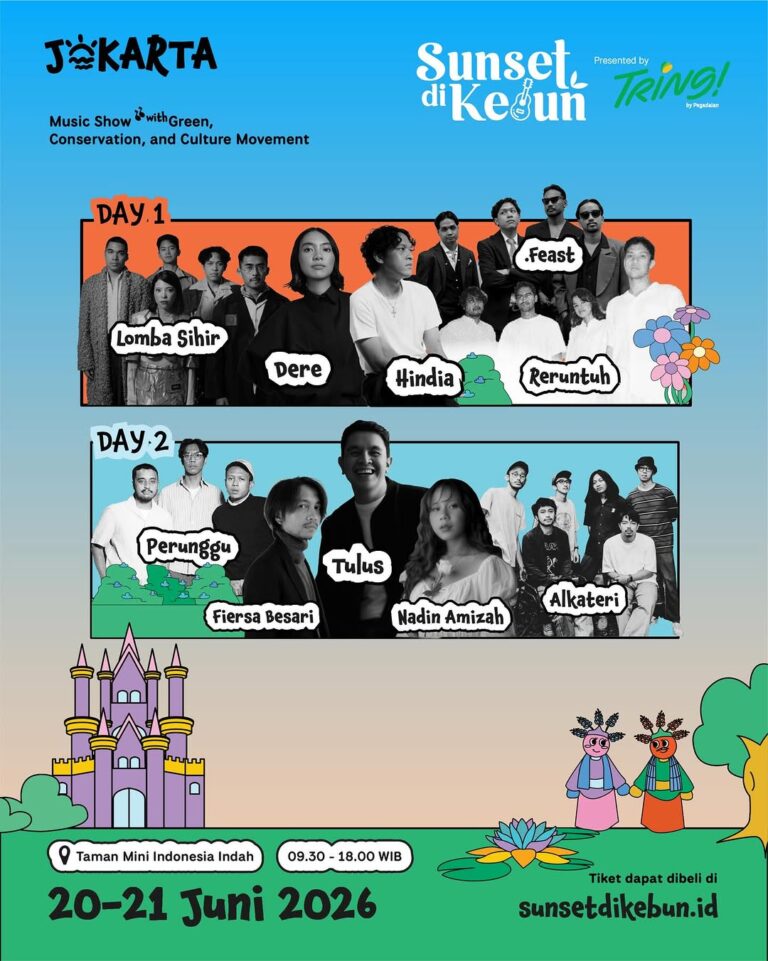 🎉 Line Up Sunset di Kebun Jakarta 🎉 ini dia musisi yang akan nemenin kita piknik di Sunset di Kebun Jakarta!🔥 Gimana-gimana? Ada artis favorit kalian kannn?🤩🙌 🗓️ 20-21 Juni 2026 📍 Taman Mini Indah Indonesia, Jakarta Sebelum keabisan, mending amanin tiket kalian sekarang! Karna tiket kuota terbatas🙌 🎟️ sunsetdikebun.id Yuk follow @tangkab_ambyarr untuk informasi update seputar konser musik.