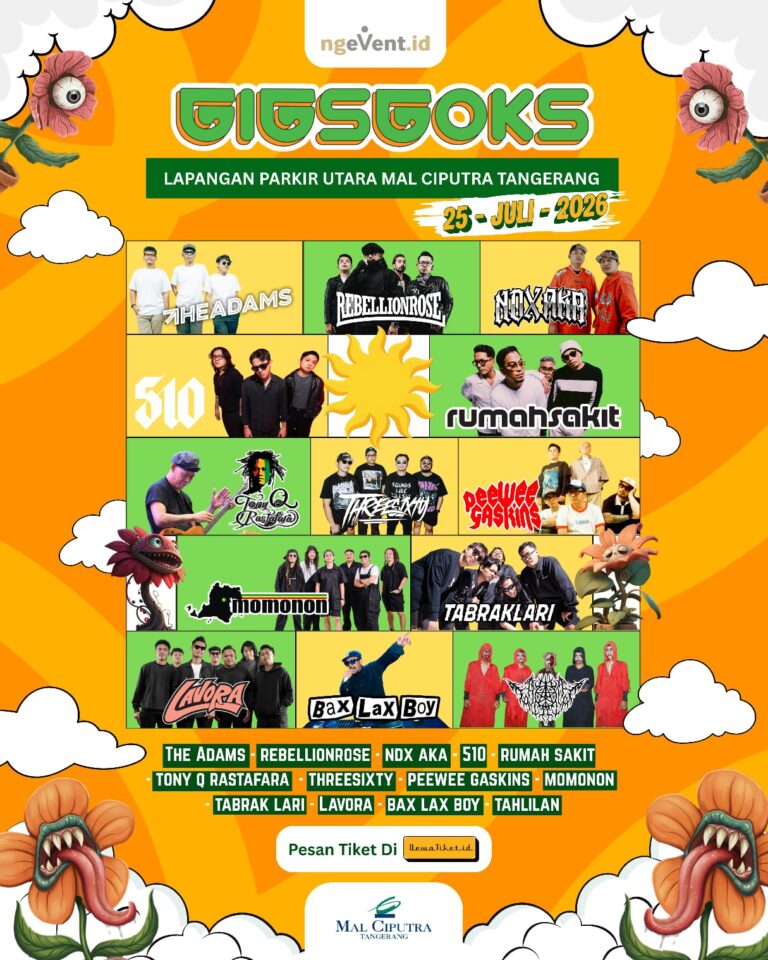 TEAM INDIE POP/ROCK MANA SUARANYA 🤘 Siapa yang paling lo tunggu dari Team Indie ini? @theadamsband @rumahsakitband Coba Mention 3 orang yang mau kamu ajak ke @gigsgoks Siapa tau mereka lagi nunggu kamu ajak Drop di kolom komentar: Lagu apa yang WAJIB mereka bawain nanti? 📍 Lapangan Parkir Utara Mal Ciputra Tangerang 📅 25 Juli 2026 🎫 Gas Co Tiket di @dewatiket.id Yuk follow @tangkab_ambyarr untuk informasi update seputar konser musik. . . . #tangkabambyarr #infokonser #konsertangerang #poppunk #gigsgoks